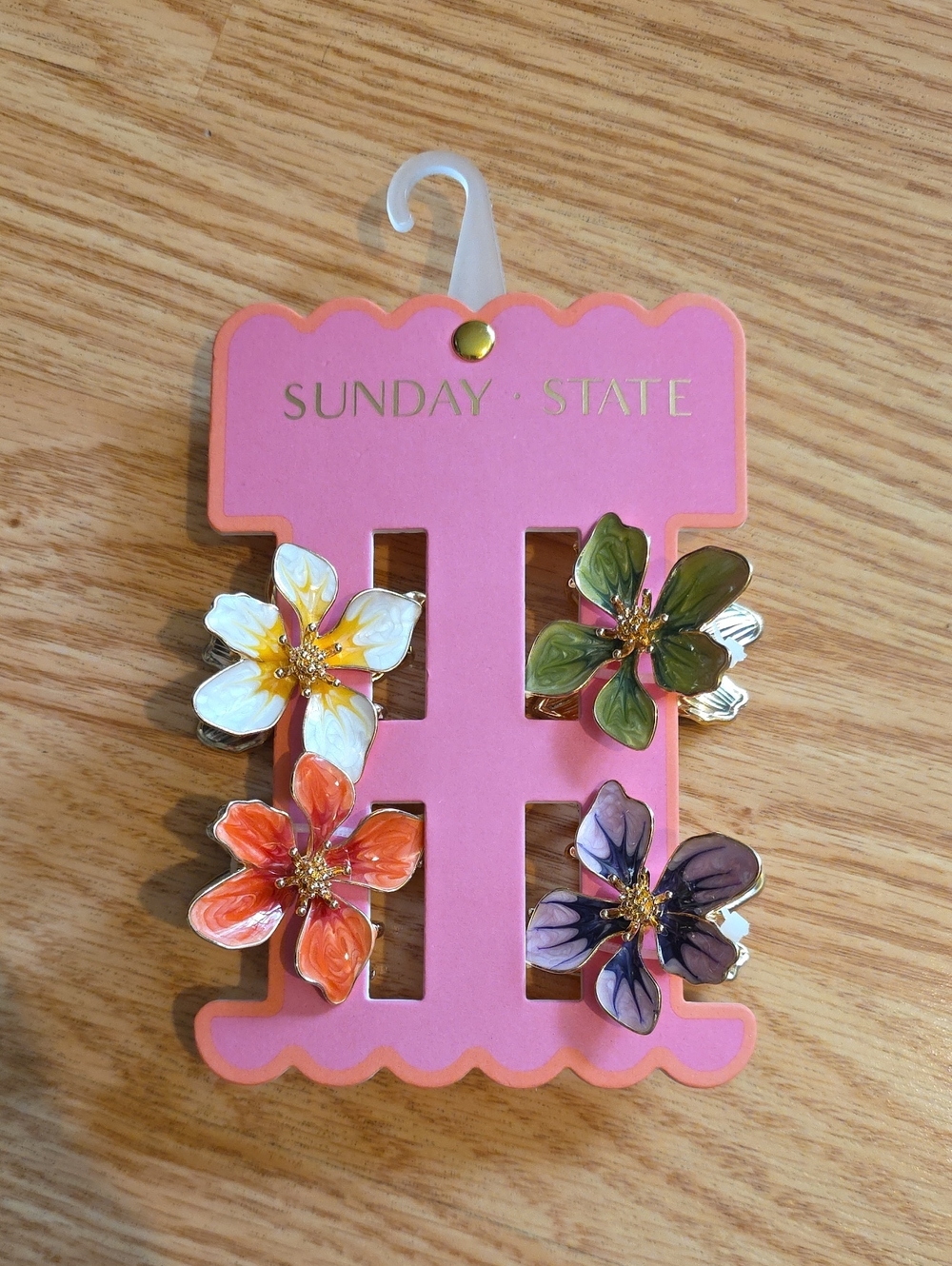 Sunday State Floral Enamel Hair Clips Set - Multicolor Flower Accents